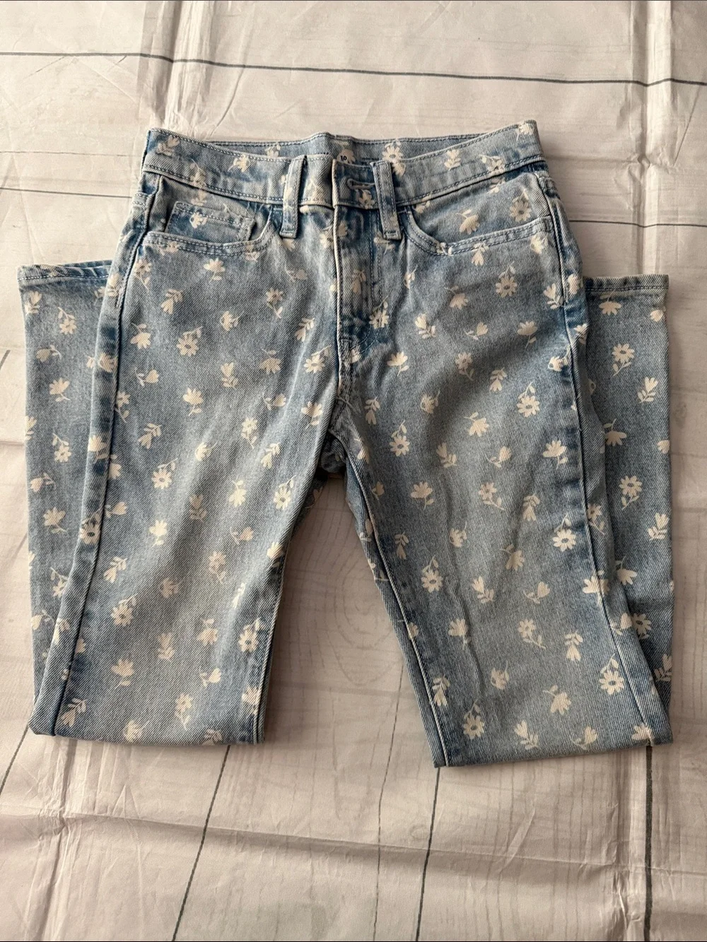 Light Blue Floral Print Kids' Jeans